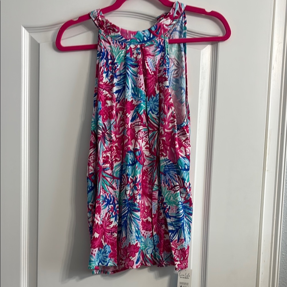 Cupshe Pink and Blue Pleated Sleeveless Tank Top